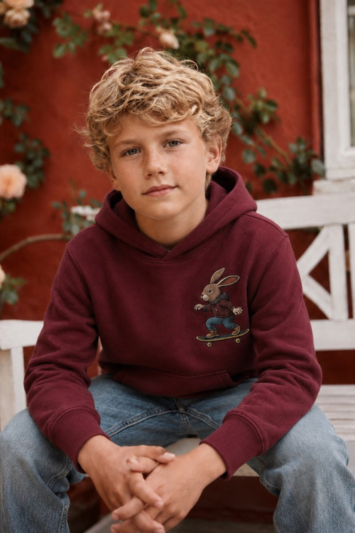 Erkek Çocuk Kapüşonlu Baskılı Sweatshirt – Kanguru Cepli Günlük Hoodie