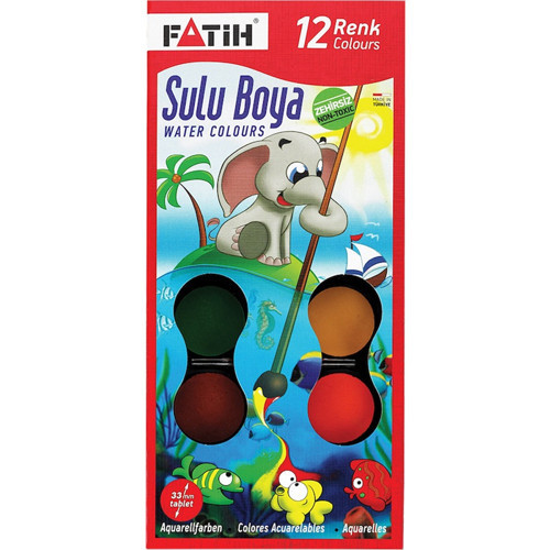 Sulu Boya Büyük Boy 12 Renk 33 ML K-12