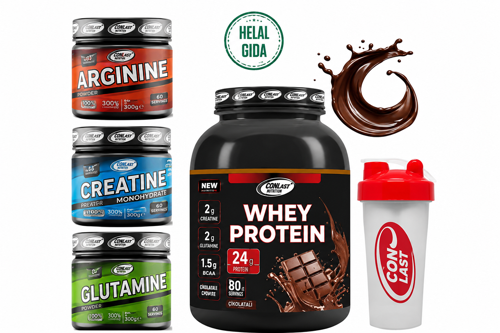 Güç ve Protein Paketi Whey Çikolata 2000g/Creatine 120g/Glutamıne 120g/Bcaa 120g Hediye Shaker