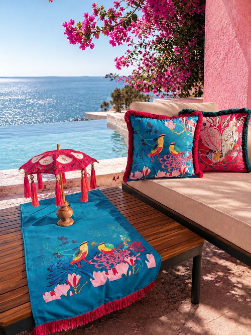 Vintage Pink Bohem El Yapımı Ledsiz Dekoratif Bali Şemsiyesi Seti