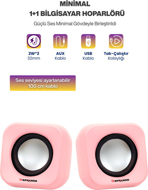 Tak Çalıştır 2'li USB Bilgisayar Hoparlörü – Güçlü Ses, Kompakt Tasarım, Ev-Ofis Kullanıma Uygun