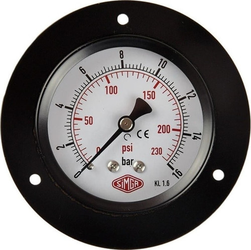 0-4 Bar Çap Ø63 Mm Ön Flanşlı Kuru Tip Manometre