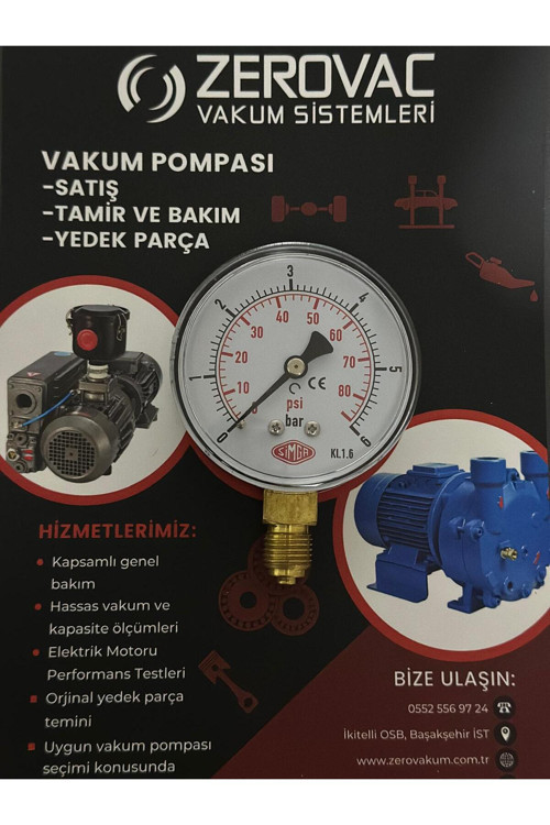 0-6 Bar Çap Ø100 mm Alttan Bağlantılı Kuru Tip Manometre