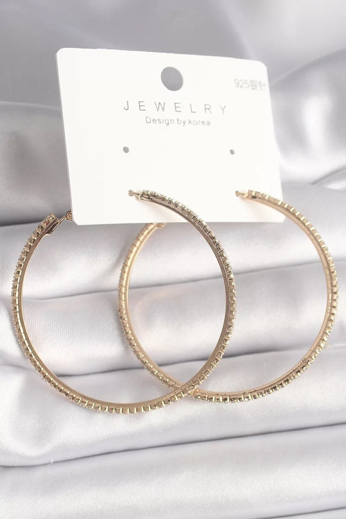 Pirinç Gold Renk Zirkon Taşlı Halka Model Kadın Küpe - TJ-BKP10015