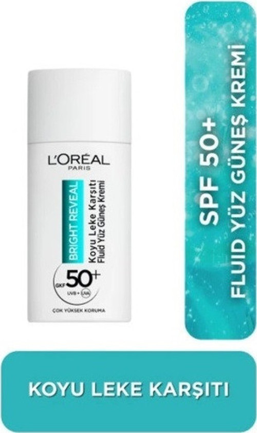 L'Oreal Paris Bright Reveal SPF 50+ Koyu Leke Karşıtı Fluid Günlük Yüz Güneş Kremi 50 ML - Medium