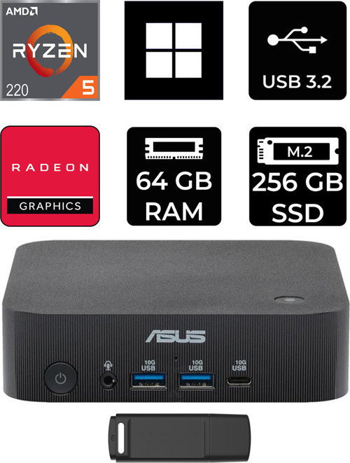 Expertcenter Pn54-S1 Ryzen 5 220 64Gb Ram 256Gb Ssd Win11 Home Pn54-Bbr522Mns1P381 Mini Masaüstü Bilgisayar + Per4 Usb Bellek