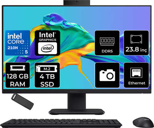 Expertcenter P400 Aio (P440Vak) Intel Core 5 210H 128Gb Ram 4Tb Ssd Intel Graphics 23.8" Full Hd (1920X1080) Freedos P440Vak-Inbpca040P359 Siyah All In One Bilgisayar + Per4 Usb Bellek