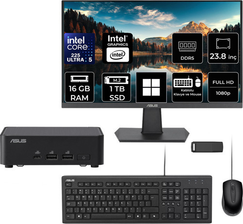 Expertcenter Pb64 Core Ultra 5 225 16Gb Ram 1Tb Ssd 23.8" Full Hd Monitör Win11 Home Pb64-B50060Mhp558 Mini Masaüstü Bilgisayar + Per4 Usb Bellek