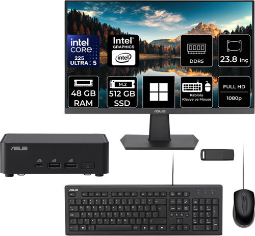 Expertcenter Pb64 Core Ultra 5 225 48Gb Ram 512Gb Ssd 23.8" Full Hd Monitör Win11 Home Pb64-B50060Mhp577 Mini Masaüstü Bilgisayar + Per4 Usb Bellek