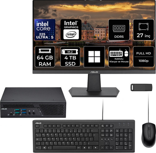 Expertcenter Pb64 Core Ultra 5 225 64Gb Ram 4Tb Ssd 27" Full Hd Monitör Win11 Pro Pb64-B50060Mhp835 Mini Masaüstü Bilgisayar + Per4 Usb Bellek