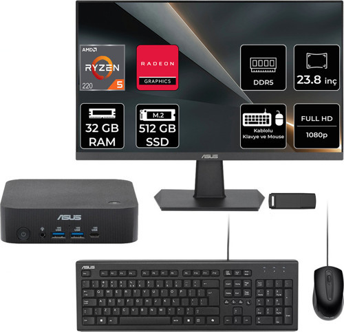 Expertcenter Pn54-S1 Ryzen 5 220 32Gb Ram 512Gb Ssd 23.8" Full Hd Monitör Freedos Pn54-Bbr522Mns1P517 Mini Masaüstü Bilgisayar + Per4 Usb Bellek