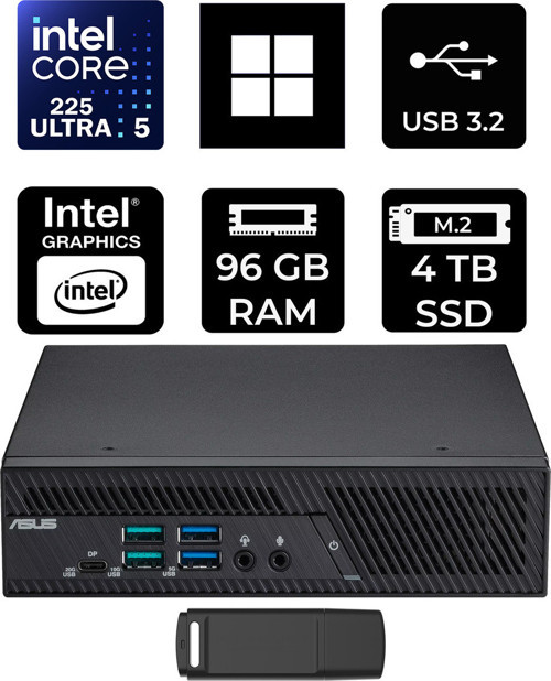 Expertcenter Pb64 Core Ultra 5 225 96Gb Ram 4Tb Ssd Win11 Home Pb64-B50060Mhp395 Mini Masaüstü Bilgisayar + Per4 Usb Bellek