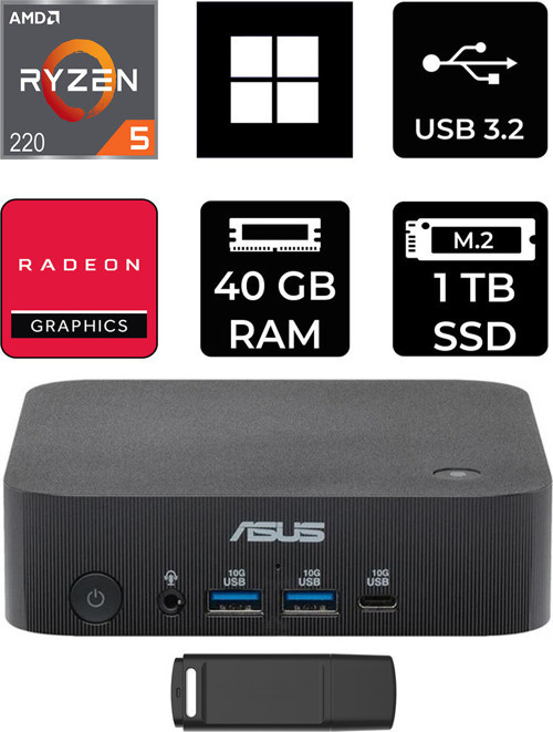 Expertcenter Pn54-S1 Ryzen 5 220 40Gb Ram 1Tb Ssd Win11 Home Pn54-Bbr522Mns1P373 Mini Masaüstü Bilgisayar + Per4 Usb Bellek