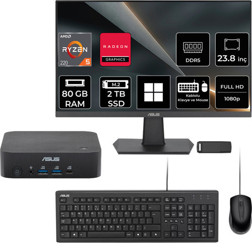 Expertcenter Pn54-S1 Ryzen 5 220 80Gb Ram 2Tb Ssd 23.8" Full Hd Monitör Win11 Pro Pn54-Bbr522Mns1P639 Mini Masaüstü Bilgisayar + Per4 Usb Bellek