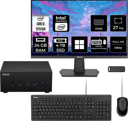 Expertcenter Pn64 Intel Core İ3-1220P 24Gb Ram 4Tb Ssd 27" Full Hd Monitör Win11 Pro Pn64-Bb3012Mdp815 Mini Masaüstü Bilgisayar + Per4 Usb Bellek