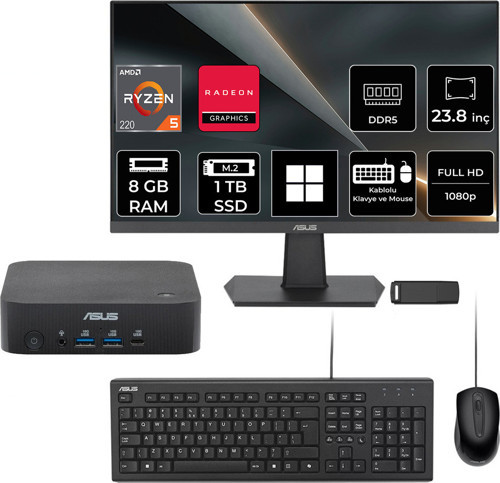 Expertcenter Pn54-S1 Ryzen 5 220 8Gb Ram 1Tb Ssd 23.8" Full Hd Monitör Win11 Pro Pn54-Bbr522Mns1P603 Mini Masaüstü Bilgisayar + Per4 Usb Bellek