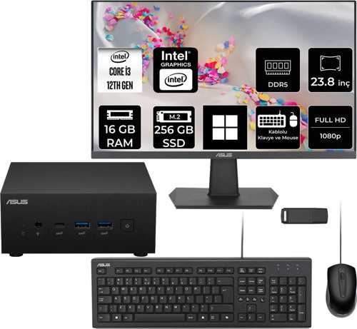 Expertcenter Pn64 Intel Core İ3-1220P 16Gb Ram 256Gb Ssd 23.8" Full Hd Monitör Win11 Pro Pn64-Bb3012Mdp606 Mini Masaüstü Bilgisayar + Per4 Usb Bellek