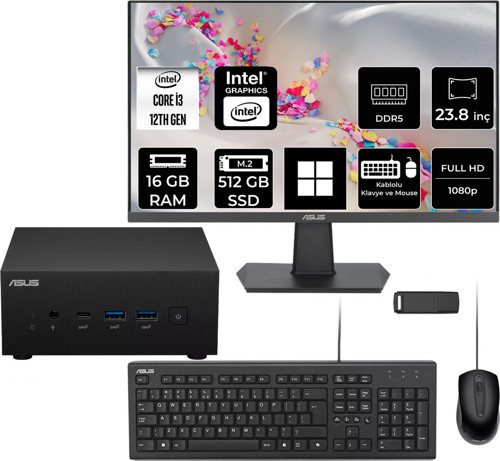 Expertcenter Pn64 Intel Core İ3-1220P 16Gb Ram 512Gb Ssd 23.8" Full Hd Monitör Win11 Home Pn64-Bb3012Mdp557 Mini Masaüstü Bilgisayar + Per4 Usb Bellek