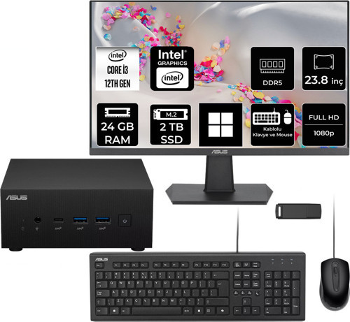 Expertcenter Pn64 Intel Core İ3-1220P 24Gb Ram 2Tb Ssd 23.8" Full Hd Monitör Win11 Home Pn64-Bb3012Mdp564 Mini Masaüstü Bilgisayar + Per4 Usb Bellek