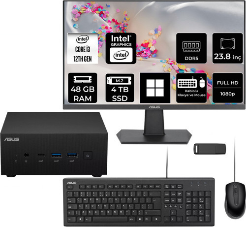 Expertcenter Pn64 Intel Core İ3-1220P 48Gb Ram 4Tb Ssd 23.8" Full Hd Monitör Win11 Pro Pn64-Bb3012Mdp630 Mini Masaüstü Bilgisayar + Per4 Usb Bellek