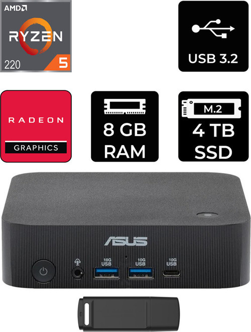 Expertcenter Pn54-S1 Ryzen 5 220 8Gb Ram 4Tb Ssd Freedos Pn54-Bbr522Mns1P305 Mini Masaüstü Bilgisayar + Per4 Usb Bellek