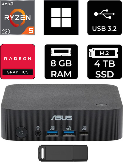 Expertcenter Pn54-S1 Ryzen 5 220 8Gb Ram 4Tb Ssd Win11 Pro Pn54-Bbr522Mns1P405 Mini Masaüstü Bilgisayar + Per4 Usb Bellek