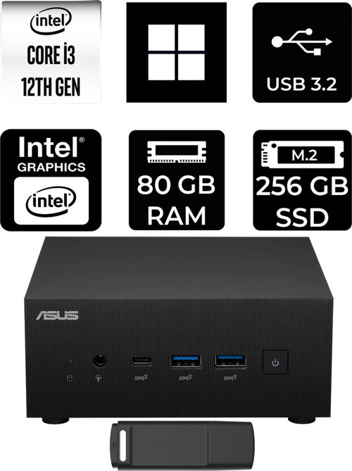 Expertcenter Pn64 Intel Core İ3-1220P 80Gb Ram 256Gb Ssd Win11 Pro Pn64-Bb3012Mdp436 Mini Masaüstü Bilgisayar + Per4 Usb Bellek