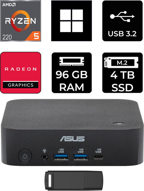 Expertcenter Pn54-S1 Ryzen 5 220 96Gb Ram 4Tb Ssd Win11 Home Pn54-Bbr522Mns1P395 Mini Masaüstü Bilgisayar + Per4 Usb Bellek