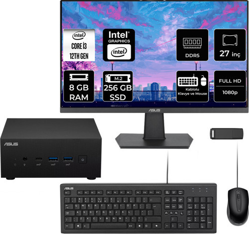 Expertcenter Pn64 Intel Core İ3-1220P 8Gb Ram 256Gb Ssd 27" Full Hd Monitör Freedos Pn64-Bb3012Mdp701 Mini Masaüstü Bilgisayar + Per4 Usb Bellek