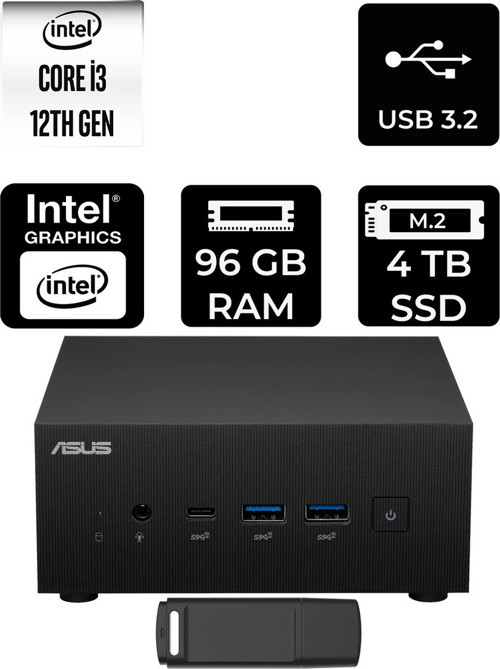Expertcenter Pn64 Intel Core İ3-1220P 96Gb Ram 4Tb Ssd Freedos Pn64-Bb3012Mdp345 Mini Masaüstü Bilgisayar + Per4 Usb Bellek
