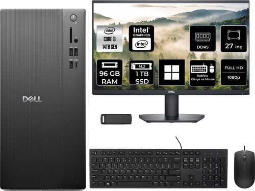 Tower Essential Qvt1260 Intel Core İ3 14100 96Gb Ram 1Tb Ssd 27" Fhd Win11 Pro Bto001_Qvt1260P958 Masaüstü Bilgisayar + Per4 Usb Bellek