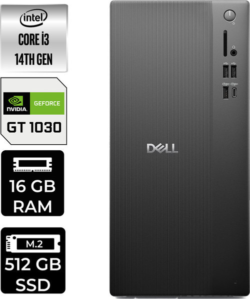 Tower Essential Qvt1260 Intel Core İ3 14100 Gt 1030 4Gb 16Gb Ram 512Gb Ssd Freedos Bto001_Qvt1260P421 Masaüstü Bilgisayar + Per4 Usb Bellek