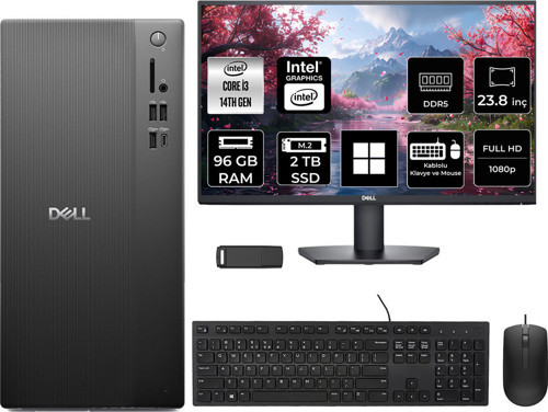 Tower Essential Qvt1260 Intel Core İ3 14100 96Gb Ram 2Tb Ssd 23.8" Fhd Win11 Pro Bto001_Qvt1260P659 Masaüstü Bilgisayar + Per4 Usb Bellek