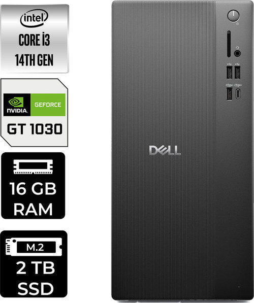 Tower Essential Qvt1260 Intel Core İ3 14100 Gt 1030 4Gb 16Gb Ram 2Tb Ssd Win11 Home Bto001_Qvt1260P443 Masaüstü Bilgisayar + Per4 Usb Bellek