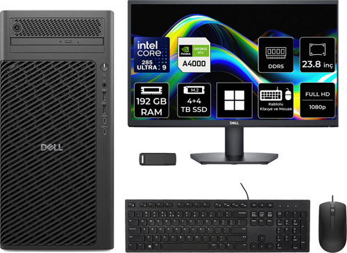 Pro Max T2 Core Ultra 9 285 Rtx 4000 Ada 20Gb 192Gb Ram 4Tb Ssd + 4Tb Ssd 23.8" Fhd Win11 Home Fct225012P683 Masaüstü İş İstasyonu + Per4 Usb Bellek