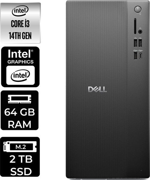 Tower Essential Qvt1260 Intel Core İ3 14100 64Gb Ram 2Tb Ssd Freedos Bto001_Qvt1260P315 Masaüstü Bilgisayar + Per4 Usb Bellek