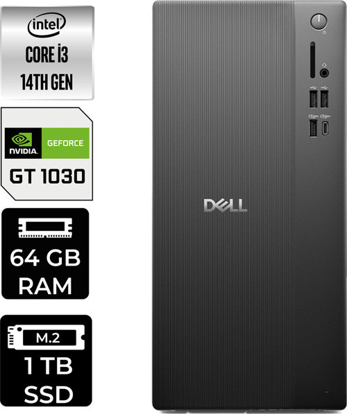 Tower Essential Qvt1260 Intel Core İ3 14100 Gt 1030 4Gb 64Gb Ram 1Tb Ssd Win11 Pro Bto001_Qvt1260P474 Masaüstü Bilgisayar + Per4 Usb Bellek