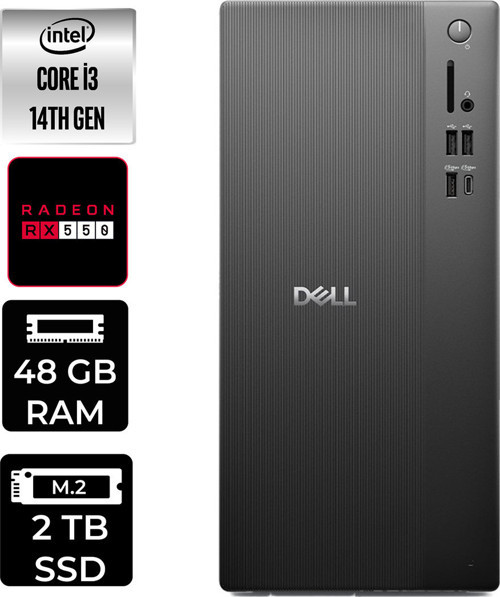 Tower Essential Qvt1260 Intel Core İ3 14100 Rx 550 4Gb 48Gb Ram 2Tb Ssd Win11 Home Bto001_Qvt1260P391 Masaüstü Bilgisayar + Per4 Usb Bellek