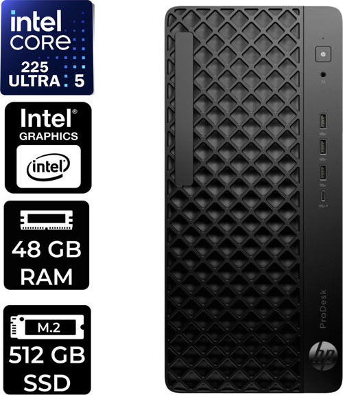 Prodesk 4 Tower G1İ Intel Core Ultra 5 225 48Gb Ram 512Gb Ssd Freedos D36Tqetp309 Masaüstü Bilgisayar + Per4 Usb Bellek