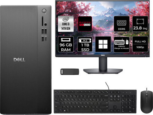 Tower Essential Qvt1260 Intel Core İ3 14100 Rx 550 4Gb 96Gb Ram 1Tb Ssd 23.8" Fhd Win11 Pro Bto001_Qvt1260P718 Masaüstü Bilgisayar + Per4 Usb Bellek