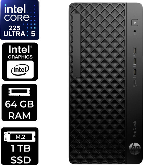 Prodesk 4 Tower G1İ Intel Core Ultra 5 225 64Gb Ram 1Tb Ssd Win11 Home D36Tqetp334 Masaüstü Bilgisayar + Per4 Usb Bellek