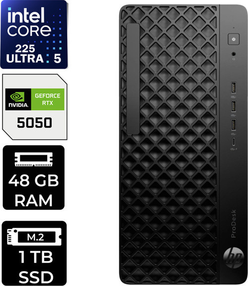 Prodesk 4 Tower G1İ Intel Core Ultra 5 225 Rtx 5050 8Gb 48Gb Ram 1Tb Ssd Win11 Pro D36Tqetp590 Masaüstü Bilgisayar + Per4 Usb Bellek