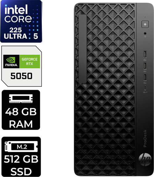 Prodesk 4 Tower G1İ Intel Core Ultra 5 225 Rtx 5050 8Gb 48Gb Ram 512Gb Ssd Freedos D36Tqetp549 Masaüstü Bilgisayar + Per4 Usb Bellek