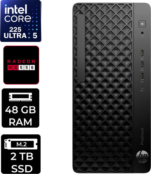 Prodesk 4 Tower G1İ Intel Core Ultra 5 225 Rx 550 4Gb 48Gb Ram 2Tb Ssd Freedos D36Tqetp371 Masaüstü Bilgisayar + Per4 Usb Bellek