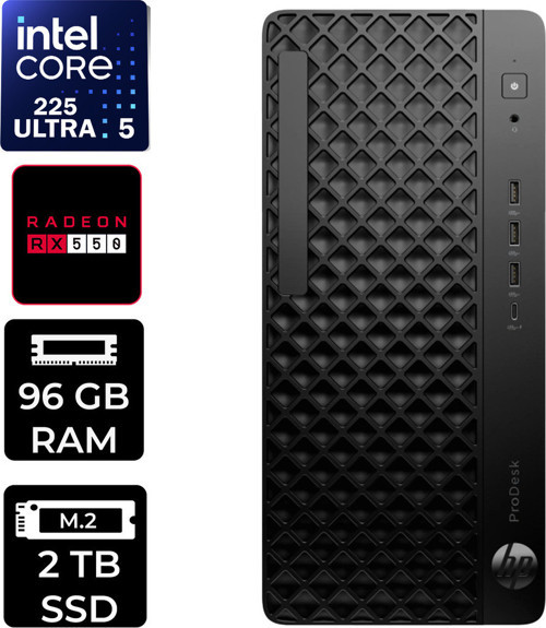 Prodesk 4 Tower G1İ Intel Core Ultra 5 225 Rx 550 4Gb 96Gb Ram 2Tb Ssd Win11 Home D36Tqetp399 Masaüstü Bilgisayar + Per4 Usb Bellek