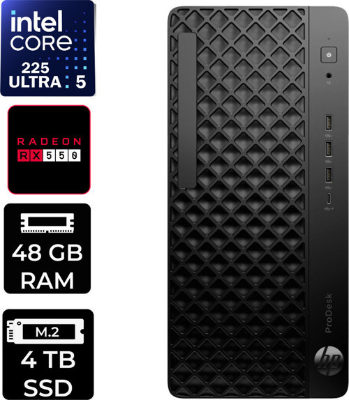 Prodesk 4 Tower G1İ Intel Core Ultra 5 225 Rx 550 4Gb 48Gb Ram 4Tb Ssd Freedos D36Tqetp372 Masaüstü Bilgisayar + Per4 Usb Bellek