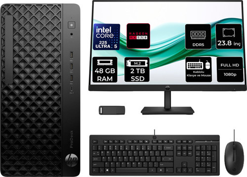 Prodesk 4 Tower G1İ Intel Core Ultra 5 225 Rx 550 4Gb 48Gb Ram 2Tb Ssd 23.8" Fhd Freedos D36Tqetp671 Masaüstü Bilgisayar + Per4 Usb Bellek