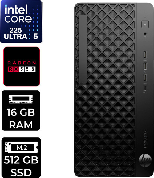 Prodesk 4 Tower G1İ Intel Core Ultra 5 225 Rx 550 4Gb 16Gb Ram 512Gb Ssd Win11 Home D36Tqetp381 Masaüstü Bilgisayar + Per4 Usb Bellek