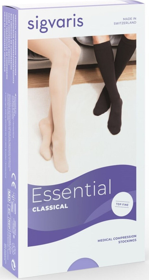 Essential Classical Diz Üstü Çorabı – Orta Basınç, Silikonlu, Medium,Kısa,Açık Burun, Ten Renk