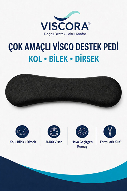Çok Amaçlı %100 Visco Kol, Bilek ve Dirsek Destek Pedi, Fermuarlı Kılıf
